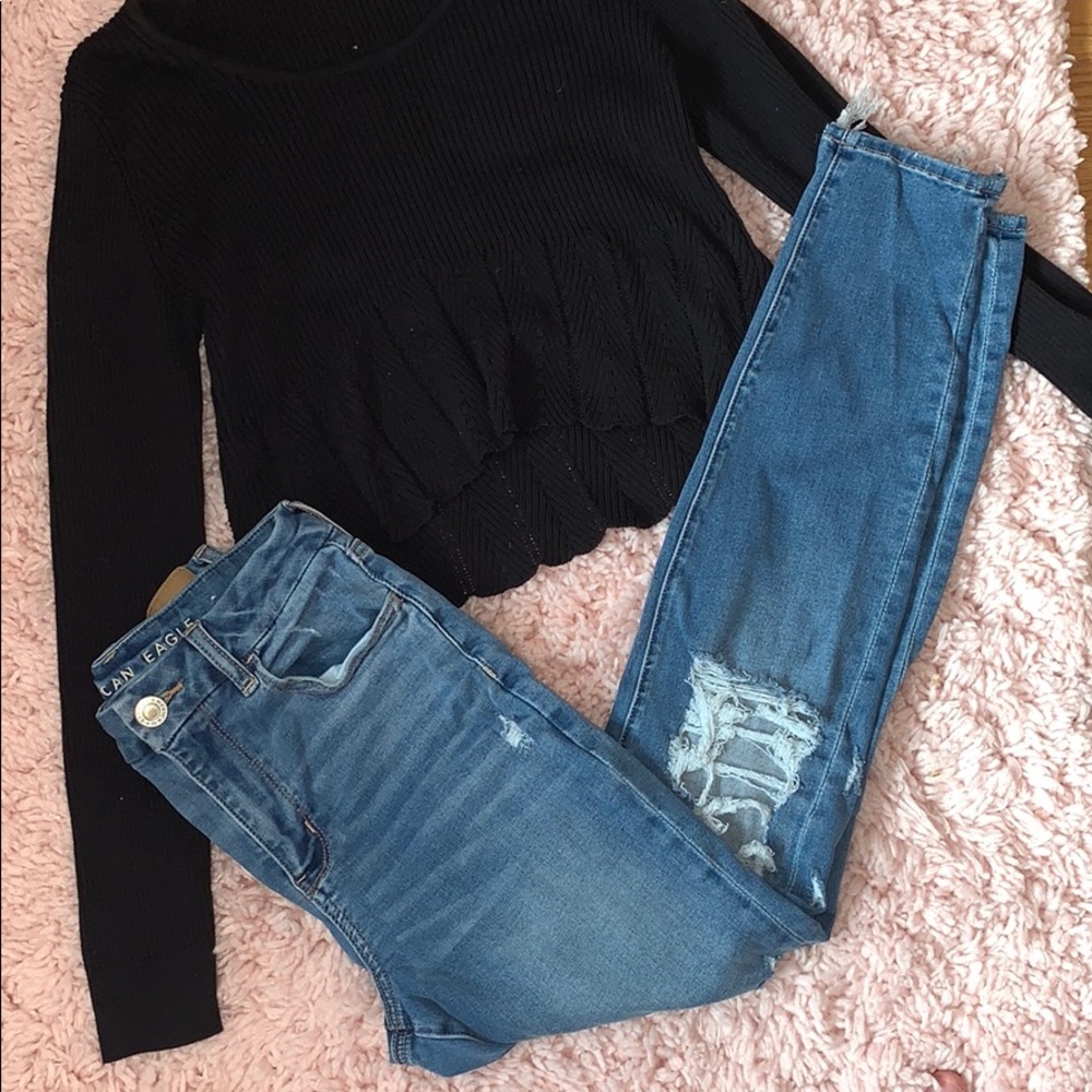 Curvy Hi Rise American Eagle Distressed Jegging